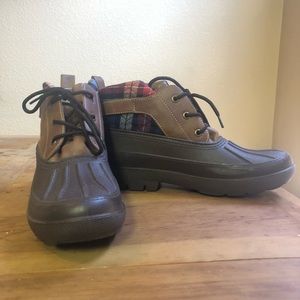 Francesca's Plaid Faux Leather Duck Boots